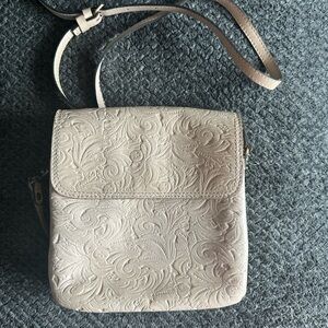 Patricia Nash Embossed Leather Crossbody in Light Taupe